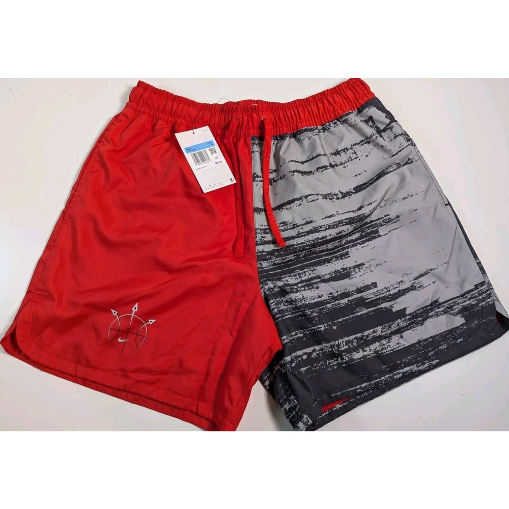 NWT NIKE Woven Flow Summer Hoop Shorts sz M Medium Red Anthracite Gray